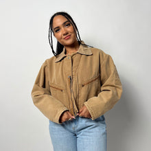 Load image into Gallery viewer, Carhartt Style Vintage 90s Cropped Jacket - Brown 90s Carhartt Canvas Workwear Bomber Jacket
