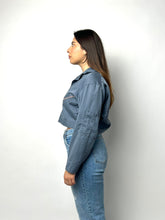 Load image into Gallery viewer, Vintage Jacket Cropped Worker Canvas Jacket - Blue Mechanic Jacket
