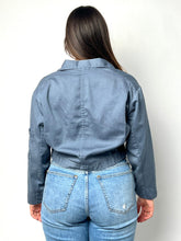 Load image into Gallery viewer, Vintage Jacket Cropped Worker Canvas Jacket - Blue Mechanic Jacket
