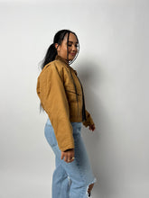 Load image into Gallery viewer, Carhartt Style Vintage 90s Cropped Jacket - Brown 90s Carhartt Canvas Workwear Bomber Jacket
