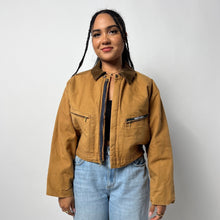 Load image into Gallery viewer, Carhartt Style Vintage 90s Cropped Jacket - Brown 90s Carhartt Canvas Workwear Bomber Jacket
