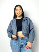 Load image into Gallery viewer, Vintage Jacket Cropped Worker Canvas Jacket - Blue Mechanic Jacket
