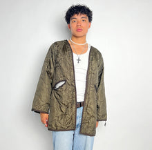 Load image into Gallery viewer, Army Liner Jacket Military Liner Jacket Unisex Wavy Quilted Nylon Coat Oversized Quilted Liner Jacket Green Quilt Cotton Army Jacket
