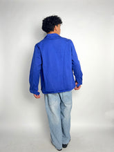 Load image into Gallery viewer, Cotton Chore French Workwear Jacket Vintage Blue Sun Fade Artist Coat
