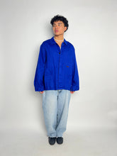 Load image into Gallery viewer, Cotton Chore French Workwear Jacket Vintage Blue Sun Fade Artist Coat
