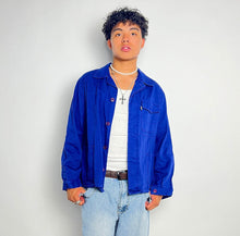 Load image into Gallery viewer, Cotton Chore French Workwear Jacket Vintage Blue Sun Fade Artist Coat
