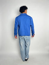 Load image into Gallery viewer, Cotton Chore French Workwear Jacket Vintage Blue Sun Fade Artist Coat
