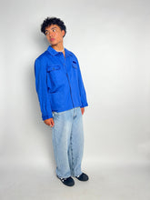 Load image into Gallery viewer, Cotton Chore French Workwear Jacket Vintage Blue Sun Fade Artist Coat
