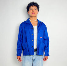 Load image into Gallery viewer, Cotton Chore French Workwear Jacket Vintage Blue Sun Fade Artist Coat
