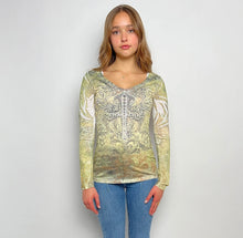 Load image into Gallery viewer, Y2k Women&#39;s Top, 2000s Rhinestone Shirt
